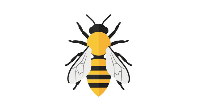 Stylized Honey Bee Icon with Yellow and Black Stripes on White Background