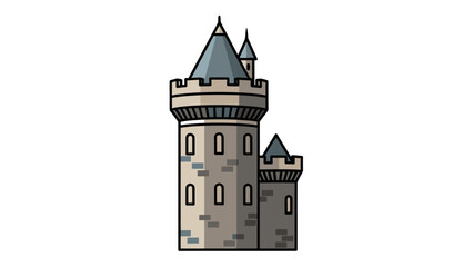 Obraz premium Medieval Castle Tower Icon, Fantasy Fortress Landmark