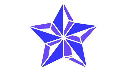 Fototapeta premium Geometric Star Icon - Abstract Blue Five Pointed Star Vector