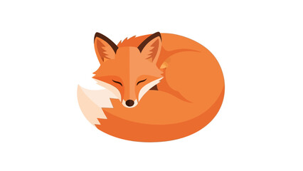 Obraz premium Sleeping Fox Illustration - Cute Animal Graphic