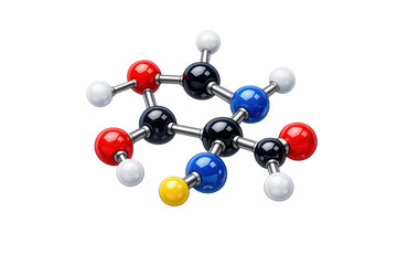 Molecule structure 3d rendering showing chemical bonds, atoms, and molecular model for scientific research and education