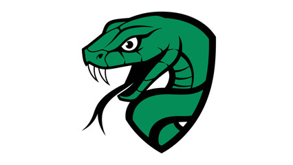Obraz premium Green Snake Head Icon Silhouette, Aggressive Reptile Symbol