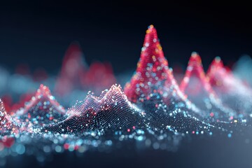 Abstract data visualization with peaks and valleys in vibrant colors