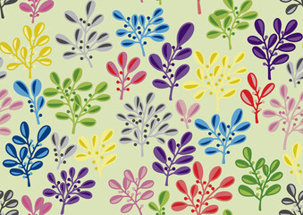 Seamless leave palm botany illustration pattern with green background