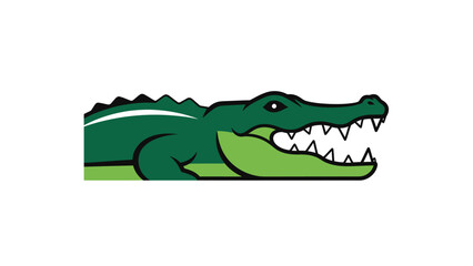Obraz premium Green Alligator Head Silhouette Vector Icon on White Background
