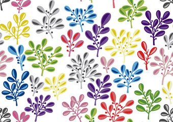 Seamless leave palm botany illustration pattern with white background