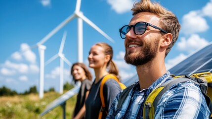 Obraz premium Exploring renewable energy at the outdoor wind and solar exhibition