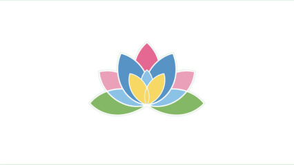 Obraz premium Colorful Lotus Flower Icon - Yoga, Meditation, Spa, Wellness Symbol
