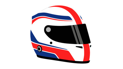 Obraz premium Racing Helmet Icon Vector Graphic, Formula 1 Driver Safety Gear, White Red Blue