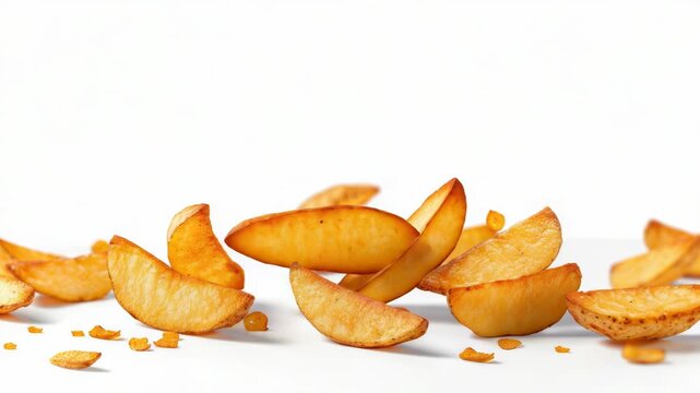 Video A simple table setting with sliced potatoes on a white plate, perfect for a rustic dinner or snack