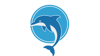 Naklejka premium Blue Dolphin Icon Vector Art with Circle Outline