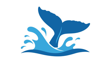 Whale Tail Splash Icon Vector - Blue Ocean Wave and Aquatic Animal Silhouette © ellisa_studio