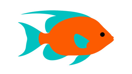 Colorful Fish Icon - Orange and Teal Tropical Marine Life