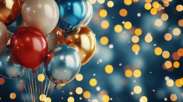 Video Colorful balloons floating against a bright lit background