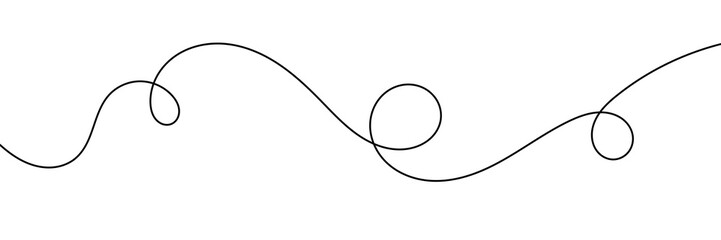 Fototapeta premium Continuous curly wavy line with spiral loops