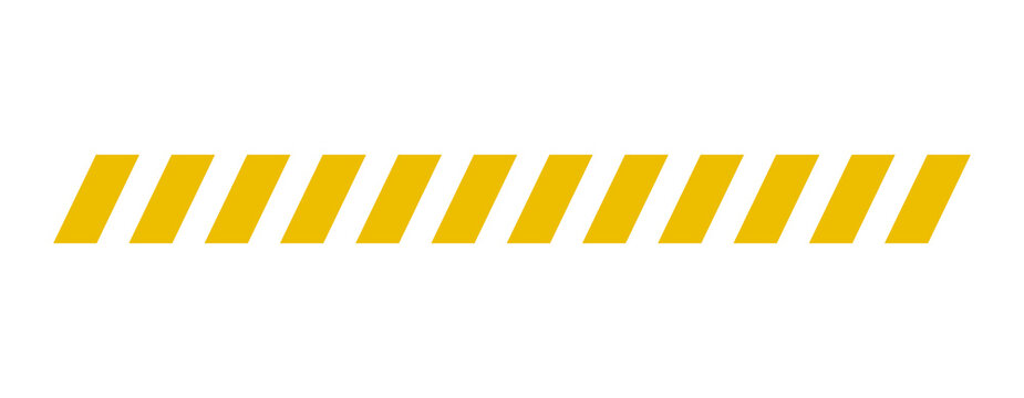 Yellow diagonal warning stripe bar. Hazard style striped divider for caution, highlights, banners, labels and graphic design elements
