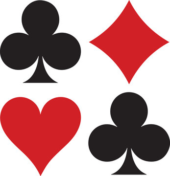 Four playing card suits symbols illustration on white background