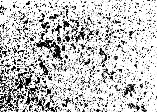 Abstract black grunge splatter texture on transparent background, distressed ink spray overlay for graphic design and vintage effects.