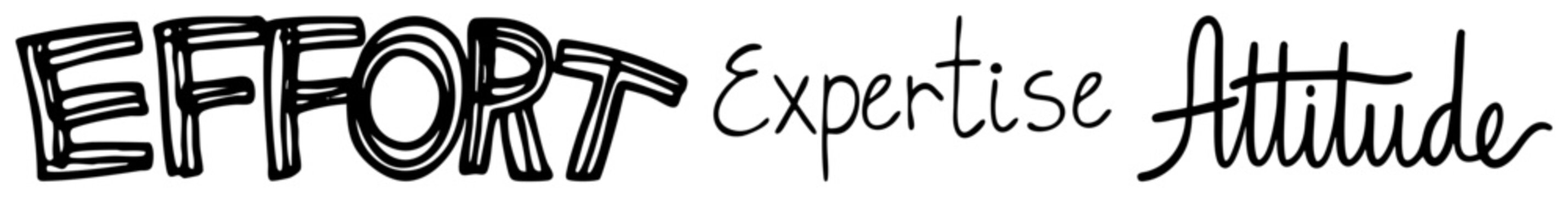 Hand Drawn Motivational Words Effort Expertise Attitude in Bold Sketch Style