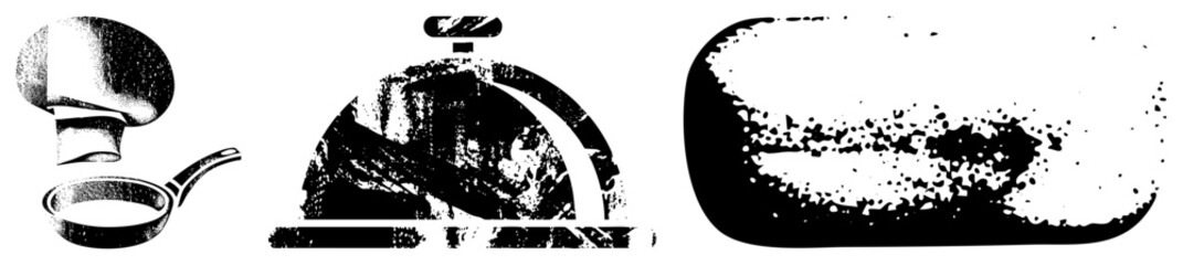 Obraz premium Vintage Kitchen Utensils and Cookware in Halftone Vector Style