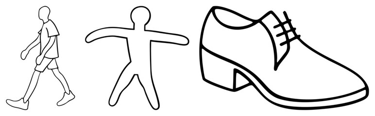 Walking Man, Stick Figure, and Dress Shoe Vector
