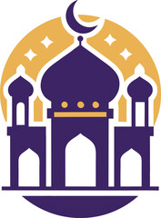 Minimal vector ramadan mubarak logo with mosque silhouette for islamic celebration Vector illustration