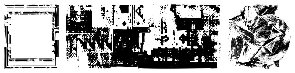 Obraz premium Abstract Geometric Shapes in High Contrast Black and White Vector Art