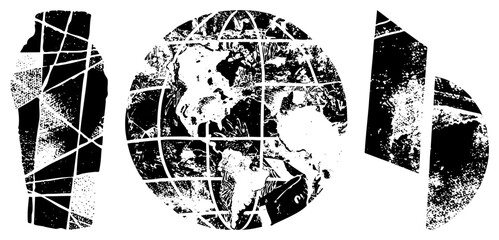 Fototapeta premium Abstract Global Map Fragmented into Geometric Puzzle Pieces