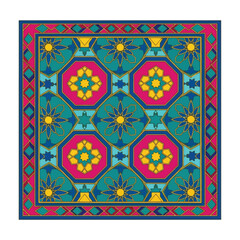 Vibrant Islamic Geometric Pattern with Floral and Star Designs 