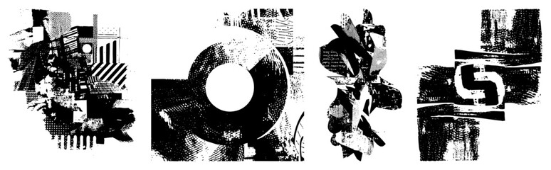 Obraz premium Abstract Geometric Forms in Halftone Vector Art