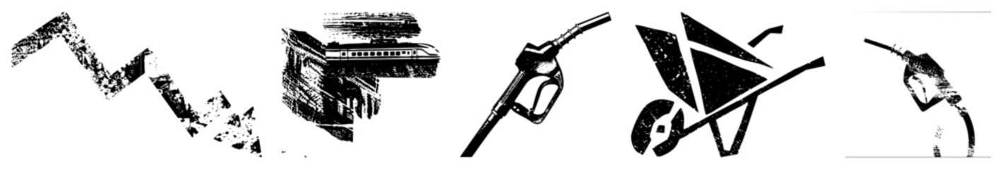 Obraz premium Abstract Grunge Train Station and Fuel Pump in Vector Set