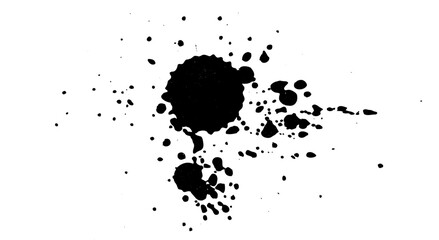 Dynamic black ink explosion splatter on white background, perfect for abstract textures, grunge designs, digital overlays, posters, and modern creative artwork.