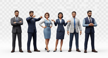 Diverse business professionals standing together in a line