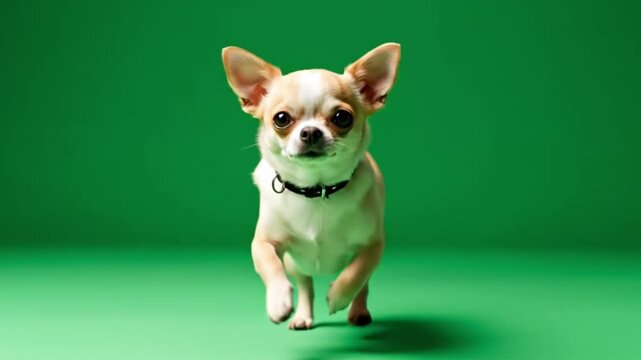 Chihuahua Dog Running Green Screen Small Breed Motion Chroma Key Isolated Background