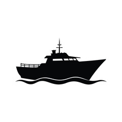 Obraz premium Modern naval ship silhouette vector illustration design, A sleek and modern naval ship silhouette depicted in a vector illustration design