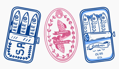 Sardine Cans Illustration in various colors