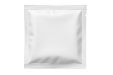 A realistic white blank sachet, perfect for product mockups isolated on transparent background