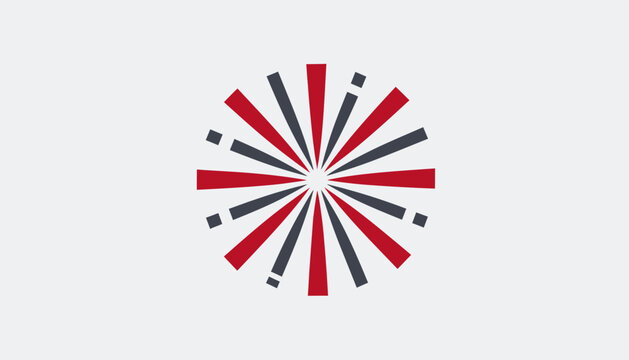 Abstract Geometric Burst With Red And Gray Stripes On A Neutral Background