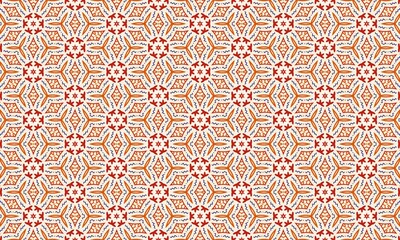 Seamless floral pattern with pink and peach flowers on a soft peach background, geometric design, repeating texture