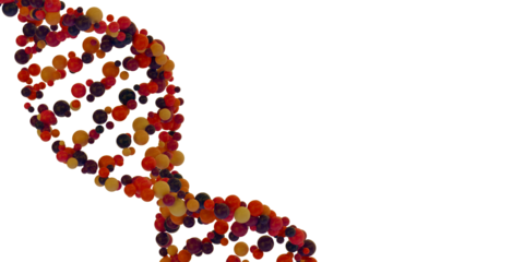 Abstract 3D digital DNA helix structure background. Transparent background. 3D rendering.