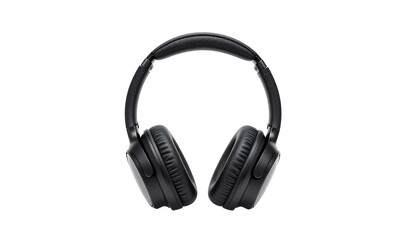 Fototapeta premium sleek pair modern black wireless headphones sit centered bright white space perfectly framed subtle clipping path surrounding