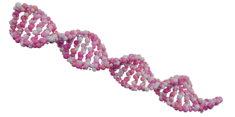 Abstract 3D digital DNA helix structure background. Transparent background. 3D rendering.