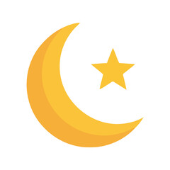 Golden crescent and star symbol Vector © Jamila