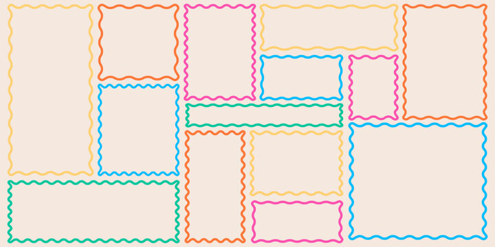 Hand-drawn organic frame with wavy edges and irregular borders. Wavy rectangle frame for text layouts and abstract graphic designs with flowing shapes