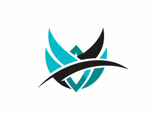 Fototapeta premium Abstract Symbol Logo With Modern Geometric Design In Blue And Black Hues