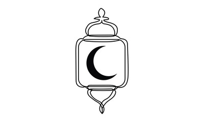 Obraz premium Decorative lantern with crescent moon isolated on white background, Vector