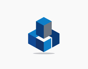 Abstract Three Dimensional Cubes Assembly Depicting Business Structure and Data Storage