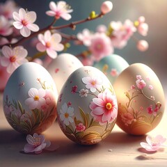 Fototapeta premium Florale Muster auf Ostereiern