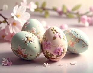 Fototapeta premium Florale Muster auf Ostereiern