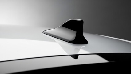 Sleek car roof with aerodynamic spoiler in monochrome.